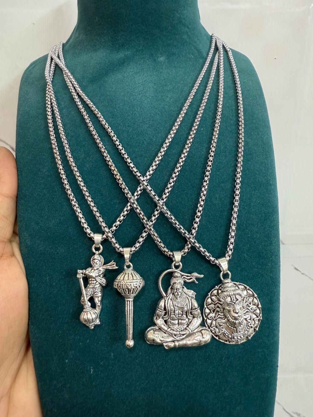 🕉️ Lord Hanuman Chain with Pendant (Pack of 4) – Spiritual Power Meets Style 🔗✨