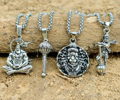 🕉️ Lord Hanuman Chain with Pendant (Pack of 4) – Spiritual Power Meets Style 🔗✨