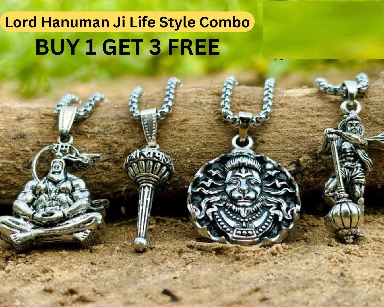 🕉️ Lord Hanuman Chain with Pendant (Pack of 4) – Spiritual Power Meets Style 🔗✨