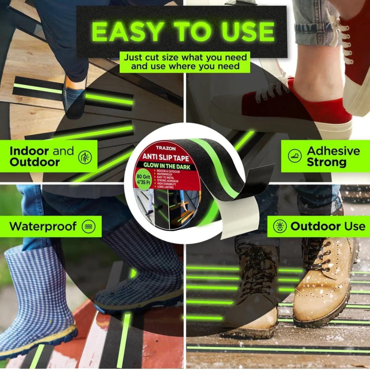 Anti Slip Glow Tape (5 Mtr) Anti-Slip Glow Tape 5M – Safety Grip with Night Visibility for Stairs, Ramps & Floors | Weather-Resistant Adhesive