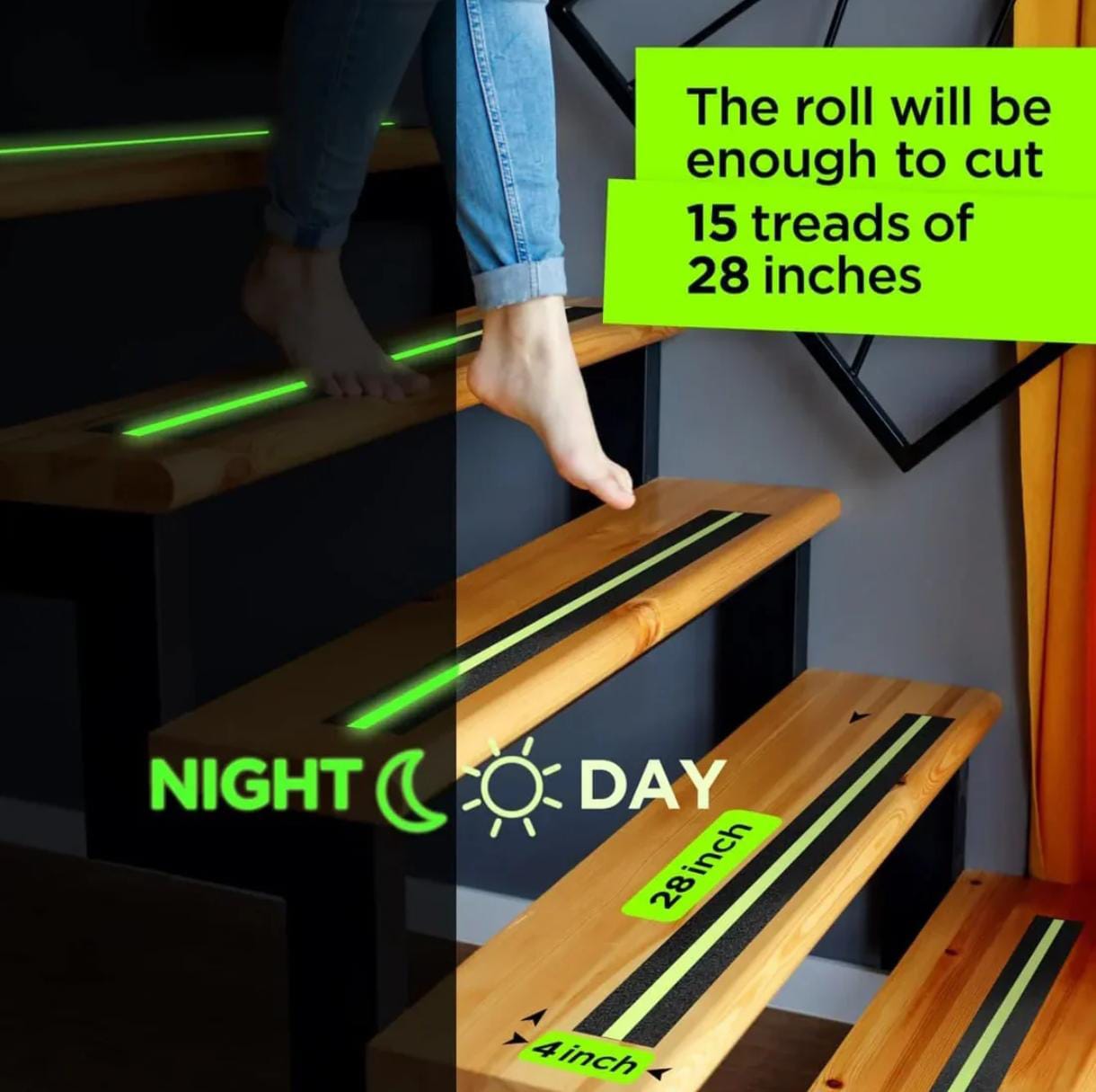 Anti Slip Glow Tape (5 Mtr) Anti-Slip Glow Tape 5M – Safety Grip with Night Visibility for Stairs, Ramps & Floors | Weather-Resistant Adhesive